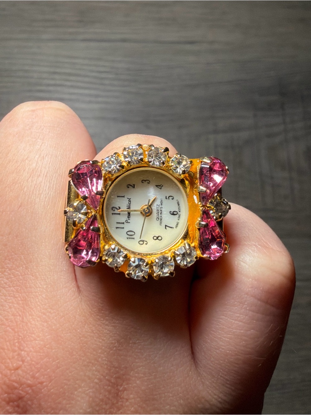 Pierre Nicol Vintage rinestone watch ring